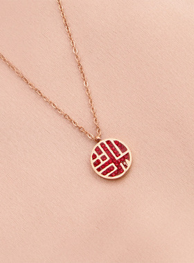 新款钛钢圆牌福玫瑰金送闺蜜项链