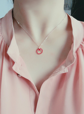 新款韩版钛钢不掉色中国红项链