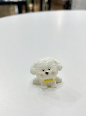 可爱迷你白狗坐姿立体公仔摆件