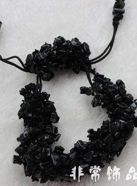 饰品编织黑色琉璃手链