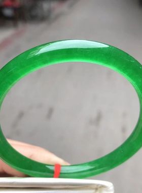 天然正品帝王绿手镯女款翡翠色手镯细条叮当细圆条石英岩玉镯子