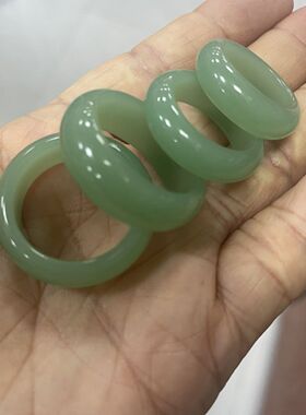 青白玉晴水指环天然老料和田玉素戒冰种玉石扳指女简约古风礼