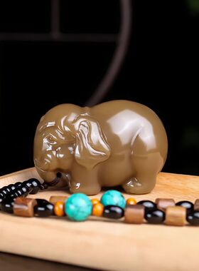 天然新疆和田玉糖料大象手把件福象吉祥如意玉象把玩件挂件小摆件