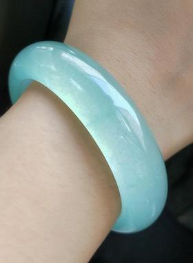 正品玉石手镯翠色石英岩玉石手镯 玉手镯女玉手镯豆青色手镯女