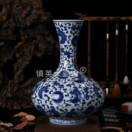 景德镇陶瓷器花瓶仿古手绘青花瓷中式明清古典客厅家居装饰品摆件 - 图0