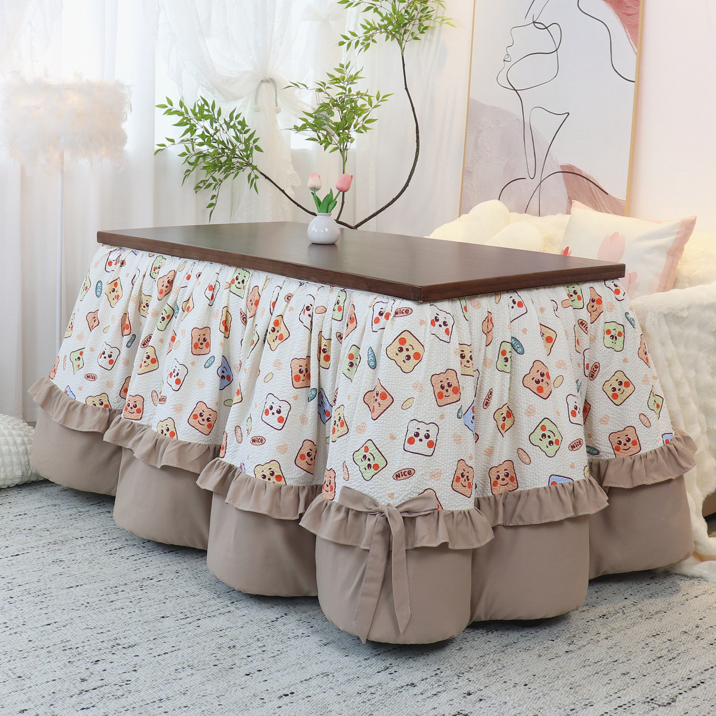 新款加厚可脱胆拆洗烤火被罩长方形烤火桌子被罩套电炉罩被套,淘宝优惠券,粉丝福利购,淘宝优惠卷