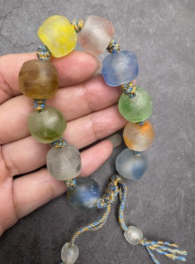 非洲贸易珠 彩色老皮碎碎冰老琉璃手链 女生夏天百搭时尚手链配饰