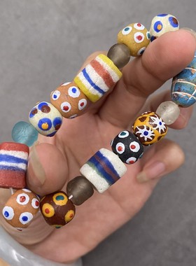 非洲贸易珠 雪弗兰琉璃手串 波西米亚风饰品手链 文玩配珠diy散珠