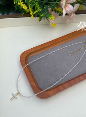 简约百搭十字架吊坠锁骨链送闺蜜礼物极细亮晶晶闪闪2mm锆石甜美