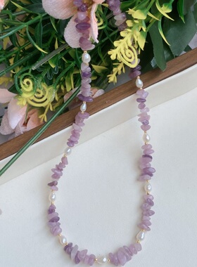 天然紫水晶项链女淡水珍珠轻奢小众新中式复古国风锁骨链原创设计