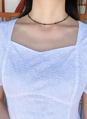 黑色锆石项链2mm极细闪亮轻奢黑曜石锁骨链2025新款爆款颈链配饰