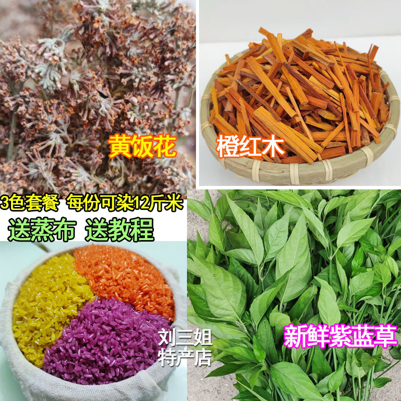 五色糯米饭植物染料广西壮族南宁香枫叶黑紫蓝草天然黄饭花红蓝草 - 图0