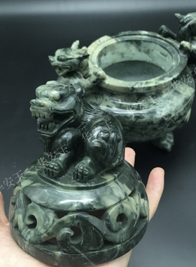 九龙壁手工雕刻焚香炉供奉华安玉