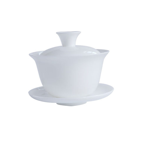 潮州骨瓷盖碗三才碗工夫茶碗薄胎茶碗茶杯 纯白高骨 三杯单丛陶瓷 - 图3