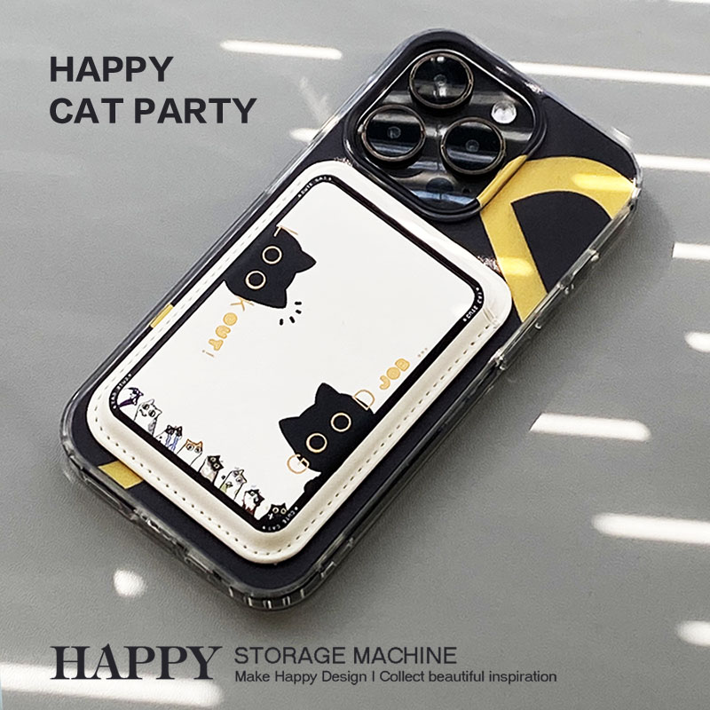 HAPPY原创可爱躲猫猫磁吸手机卡包便携卡片学生证件门禁便携收纳 - 图1