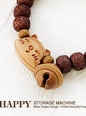 HAPPY个性可爱猫咪铃铛菩提手链情侣手串轻奢饰品高级感配饰品