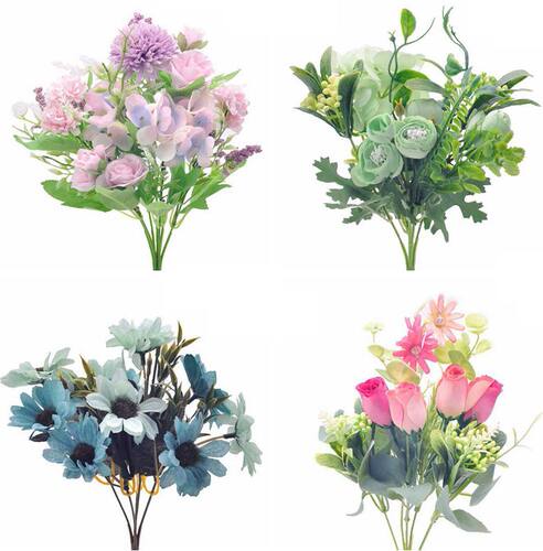 单支干花绢花假花仿真花束塑料装饰客厅摆件插花栅栏花舞蹈表演花 - 图1