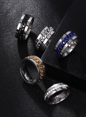 戒指开瓶器地摊个性钛钢链条纹理