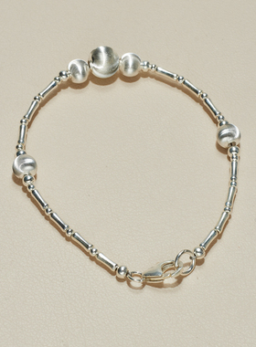 AHCHOO 静奢风S925纯银手工爆爆闪猫眼珠手链高级感竹节穿珠手环