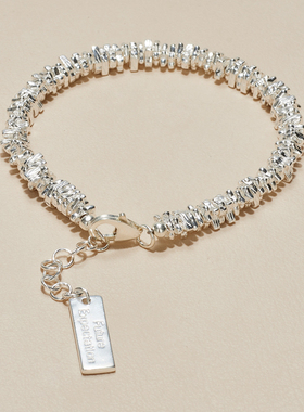 AHCHOO 重工重磅S925纯银手链加厚宽版小众爆闪碎银子串珠手环