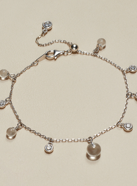 AHCHOO 静奢天然透亮白水晶拼锆石手串S925纯银手链悦己能量手环