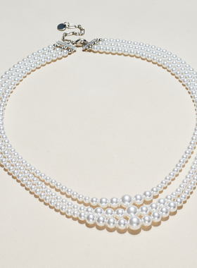 AHCHOO 静奢通勤简约气质手工施家珍珠项链小众高级叠戴毛衣链女