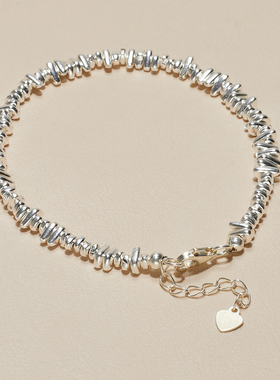 AHCHOO 重工通体S925纯银手链小众设计细版爆闪碎银串珠手环手饰