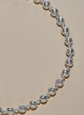 AHCHOO 重工爆爆闪925银碎冰冰锁骨链璀璨星河闪耀手工穿珠项链