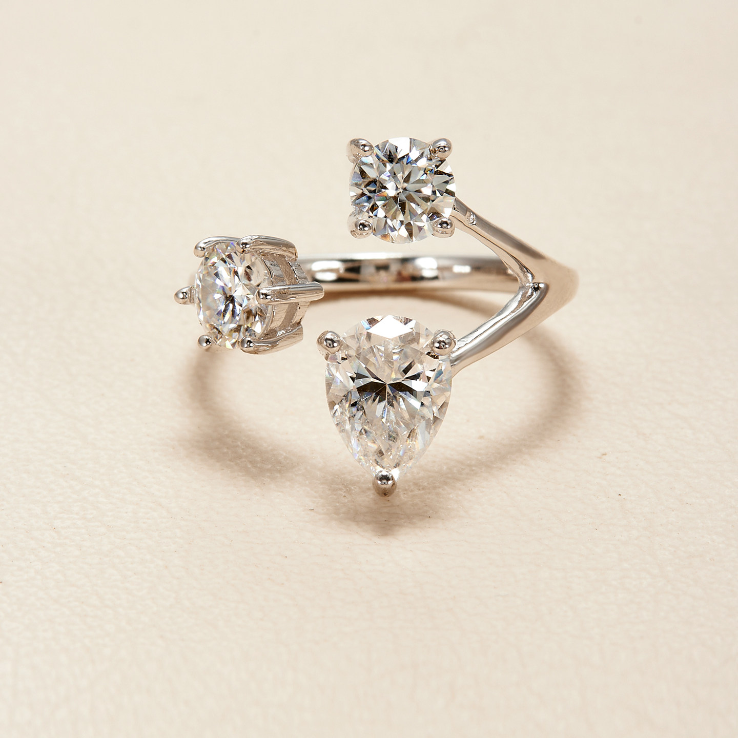 AHCHOO cold commuting versatile moissanite open ring S925 silver ring couple gift adjustable