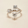 AHCHOO cold commuting versatile moissanite open ring S925 silver ring couple gift adjustable