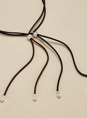 AHCHOO  静奢风S925纯银毛衣链银元宝吊坠项链小众设计可调节棉绳