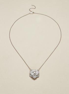 AHCHOO 静奢火彩莫桑石钻项链S925银爆闪玫瑰花吊坠锁骨链女送礼