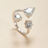 AHCHOO cold commuting versatile moissanite open ring S925 silver ring couple gift adjustable