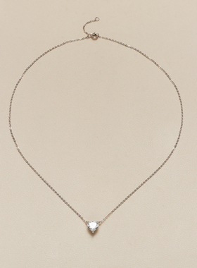 AHCHOO 静奢火彩莫桑钻石2克拉爱心气泡吊坠项链高级S925银锁骨链