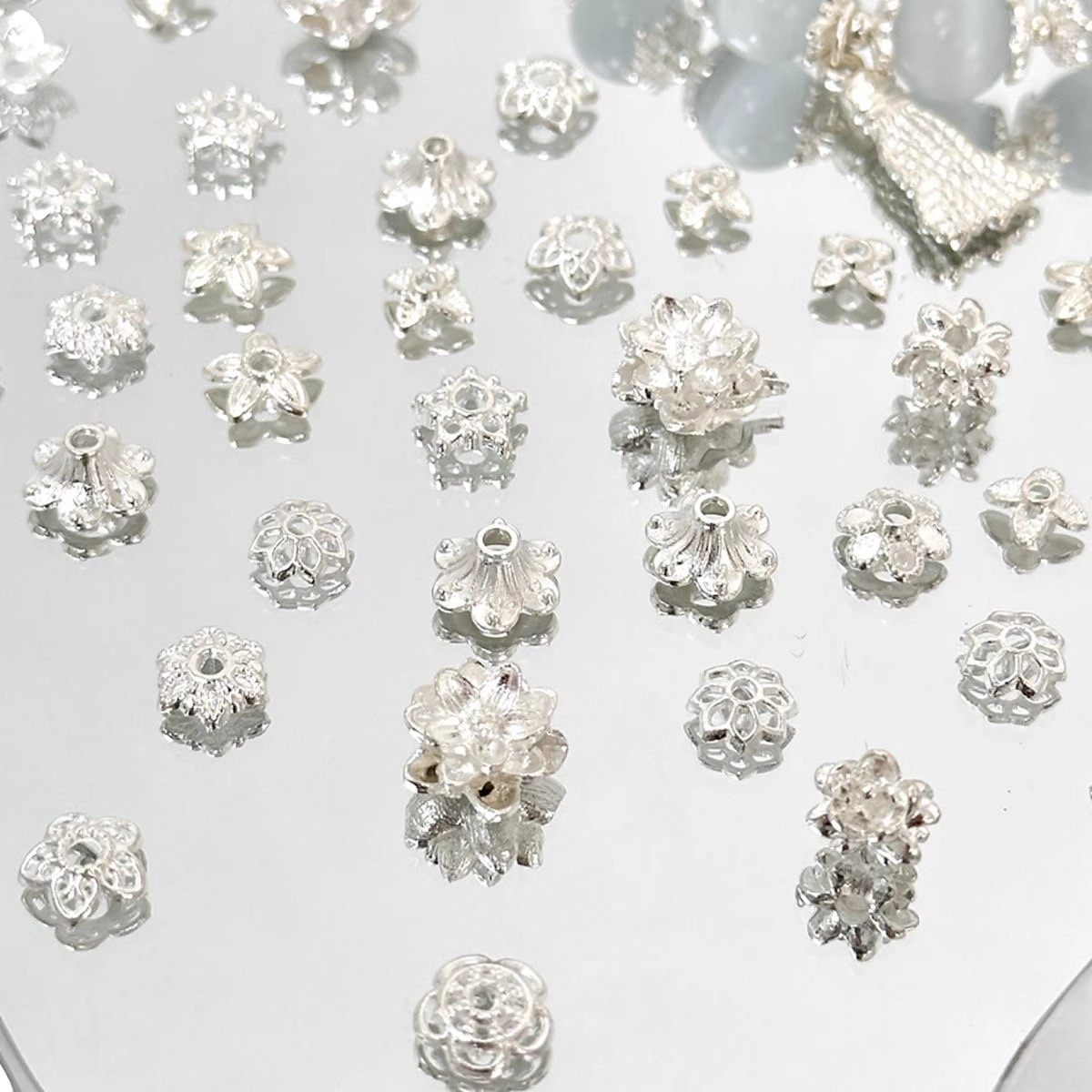 包邮亮银色合金花托莲花串珠diy项链手链隔珠子隔片手工饰品配件,淘宝优惠券,粉丝福利购,淘宝优惠卷