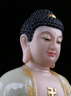 摆件居家三宝佛信扬汉白玉供佛