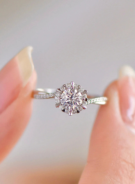 DR莫桑石钻戒女999纯银小众设计轻奢高级感求婚结婚仿真钻石戒指