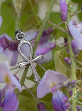 埃及手工银饰小型十字架项链吊坠