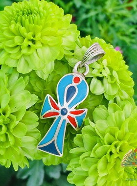 古埃及风手工银安克镶嵌吊坠女