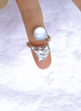 埃及女银复古时尚手工莲花戒指