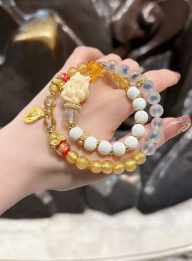 杭州香积金箔糖心九尾狐凤九双圈女款轻奢精致闺蜜手链正品代请