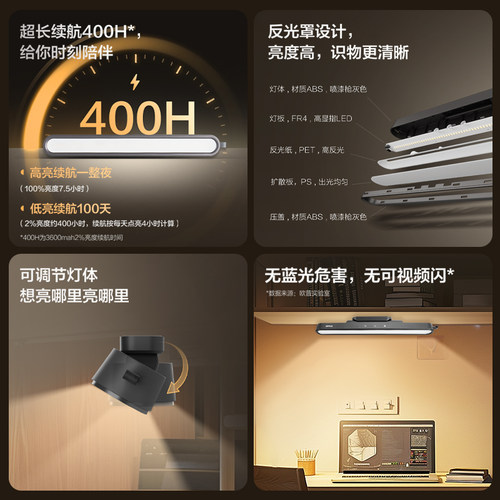 欧普LED酷毙灯便携充电灯学生护眼灯阅读宿舍玄关衣柜入门感应灯 - 图1