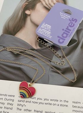 时尚秀气珐琅爱心项链