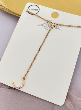 s57青岛欧美首饰品时尚唯美小巧简约满钻月牙秀气小众日常项链女