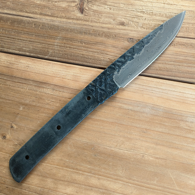 DIY刀坯配件大马士革花纹钢刀条成品夹钢刀胚4毫米厚高硬度结实-图1