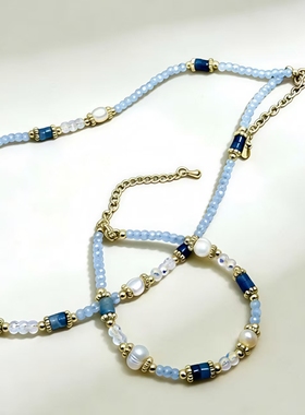 手工女款天然石法式轻奢珍珠手链女复古小众设计感手串礼物送女友