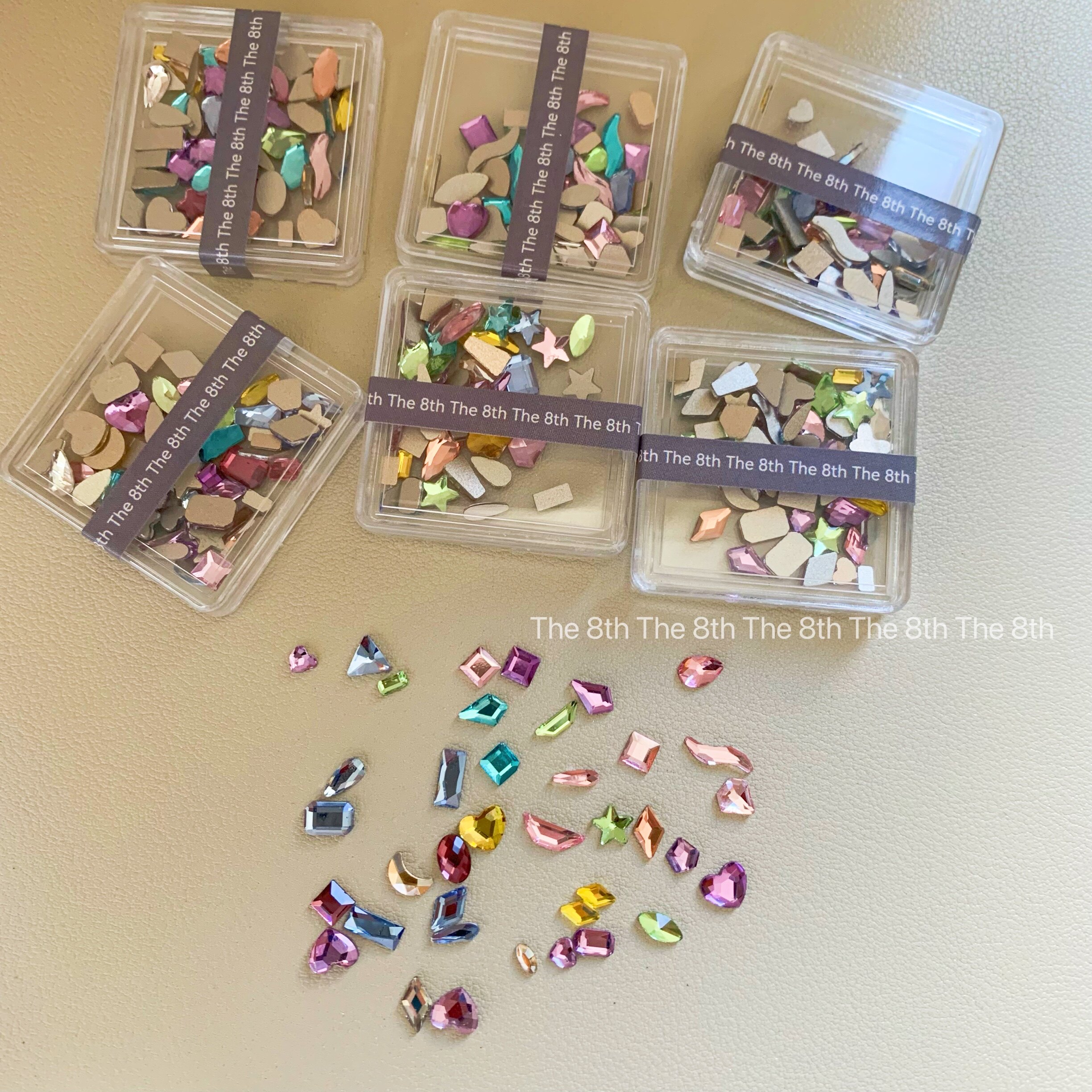 小八平底彩色钻异形混装盒装歪心八角马眼菱形钻美甲饰品指甲堆钻 - 图1