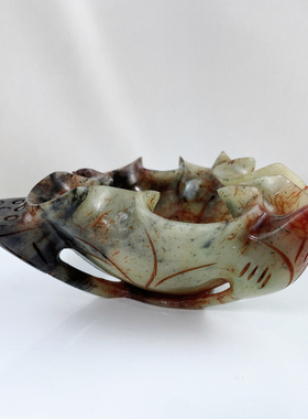 玉石烟灰缸摆件家用客厅中式高档办公室荷花装饰品高档大气上档次