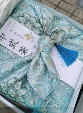 布艺中式风吕敷玉兔织锦缎包袱皮和果子寿司端午中秋包裹巾70