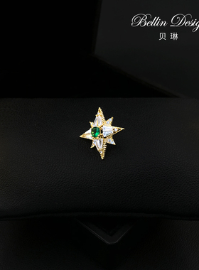 迷你八芒星设计感领针复古高级感配饰衬衫防走光扣固定小胸针6023